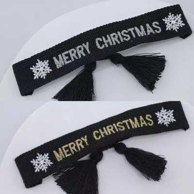 Webarmband mit gestickten Schriftzug „ Merry Christmas“ größenverstellbar,verschiedene Farben