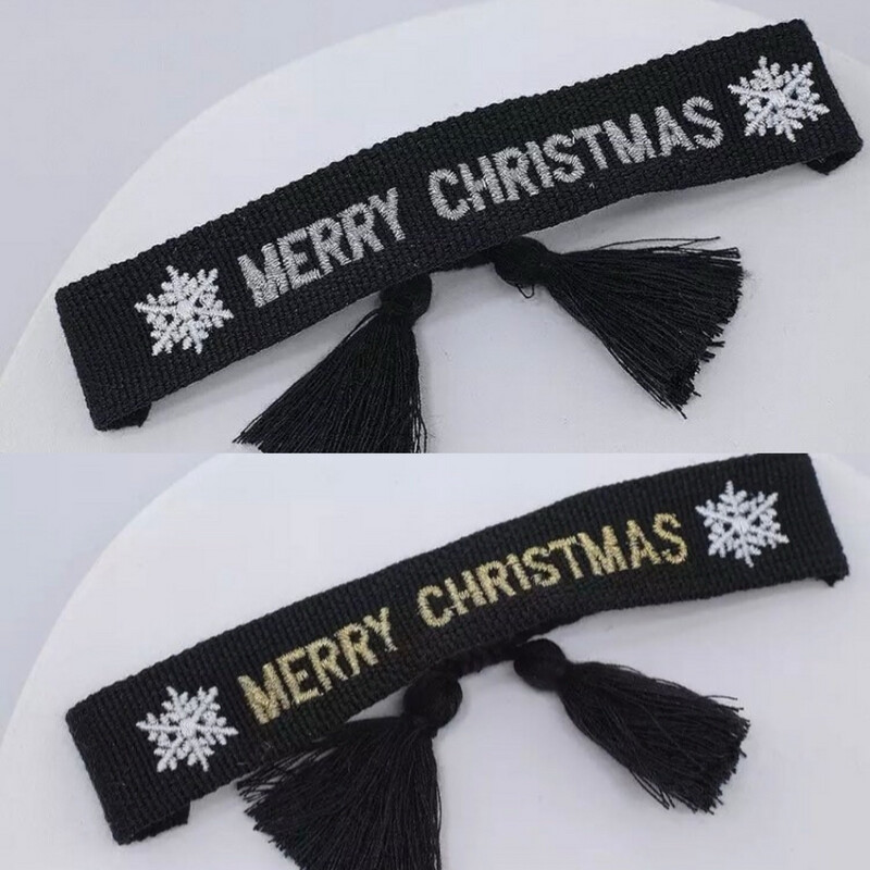 Webarmband mit gestickten Schriftzug „ Merry Christmas“ größenverstellbar,verschiedene Farben