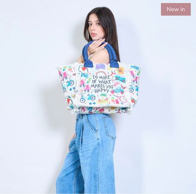 Shopper /Strand Tasche XL „TUN SIE MEHR VON DEM, WAS SIE GLÜCKLICH MACHT“  