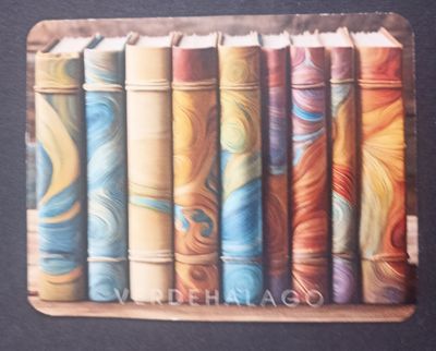Postal Verdehalago – Libros de lomos marmoleados, México 2023