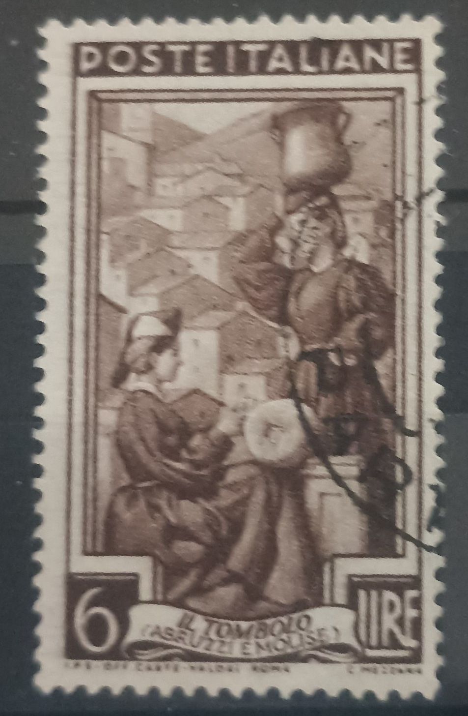 Italia 1950 – 6 Lire Italia al Lavoro – Il Tombolo (Abruzzi e Molise)