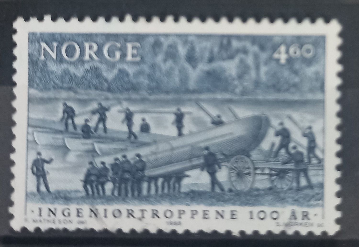 Noruega 1955 – 4,60 Kr 100 Años Tropas de Ingenieros