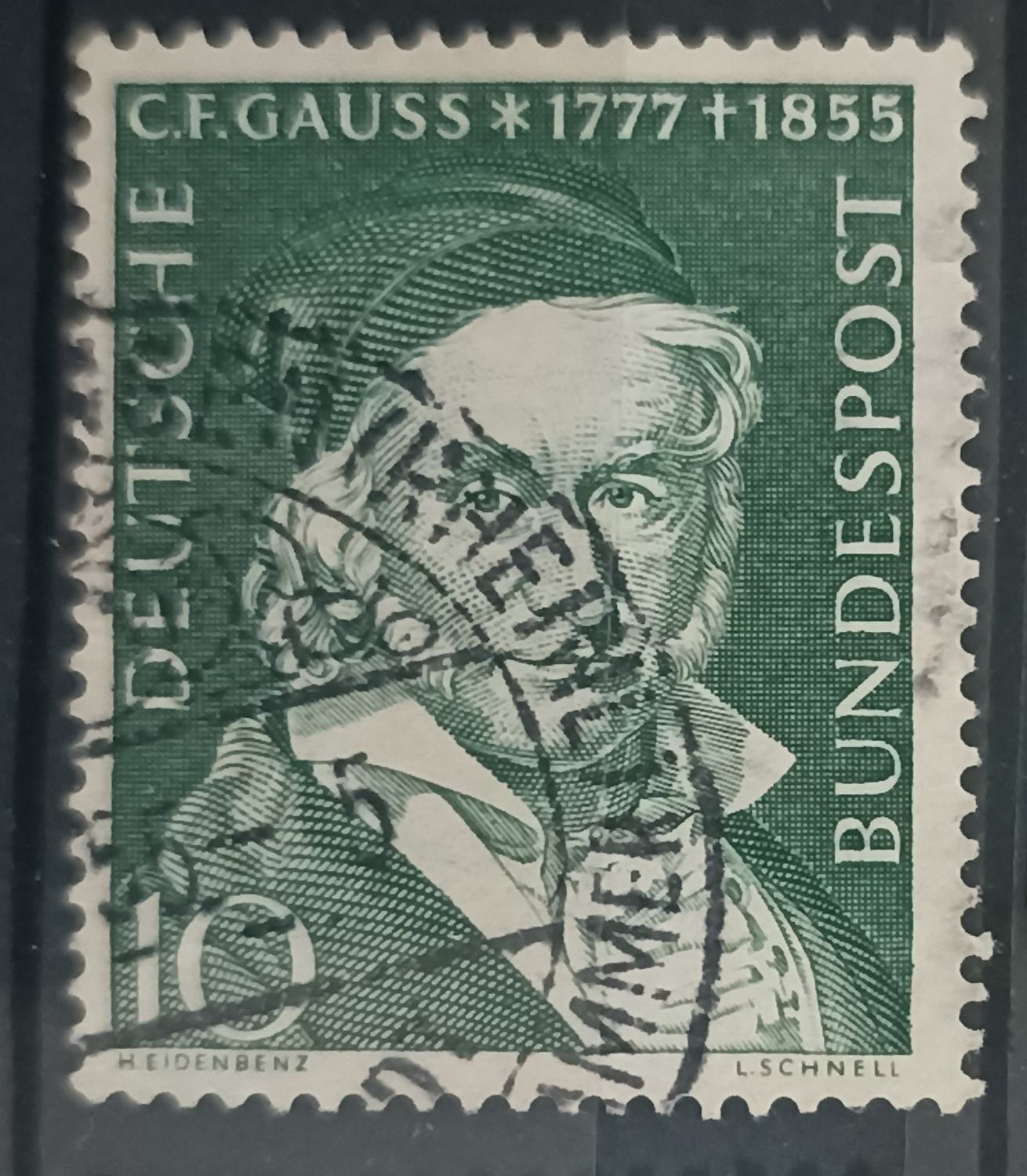 Alemania Occidental 1955 – 10 Pf 100º Aniv. fallecimiento C.F. Gauss