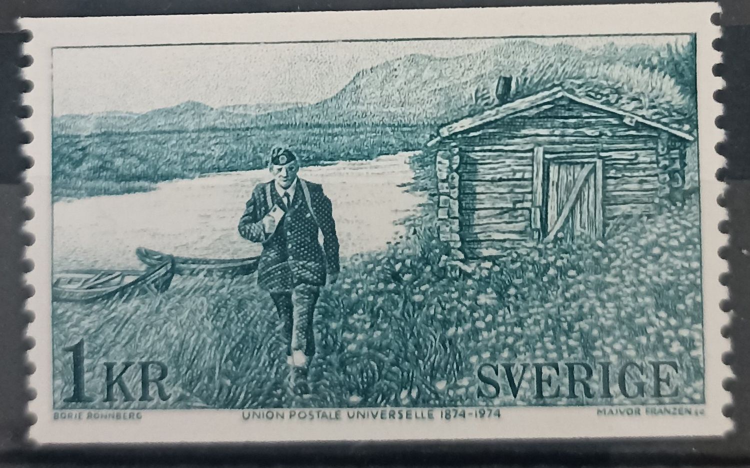Suecia 1974 – 1 Kr UPU 1874-1974 – Cartero rural