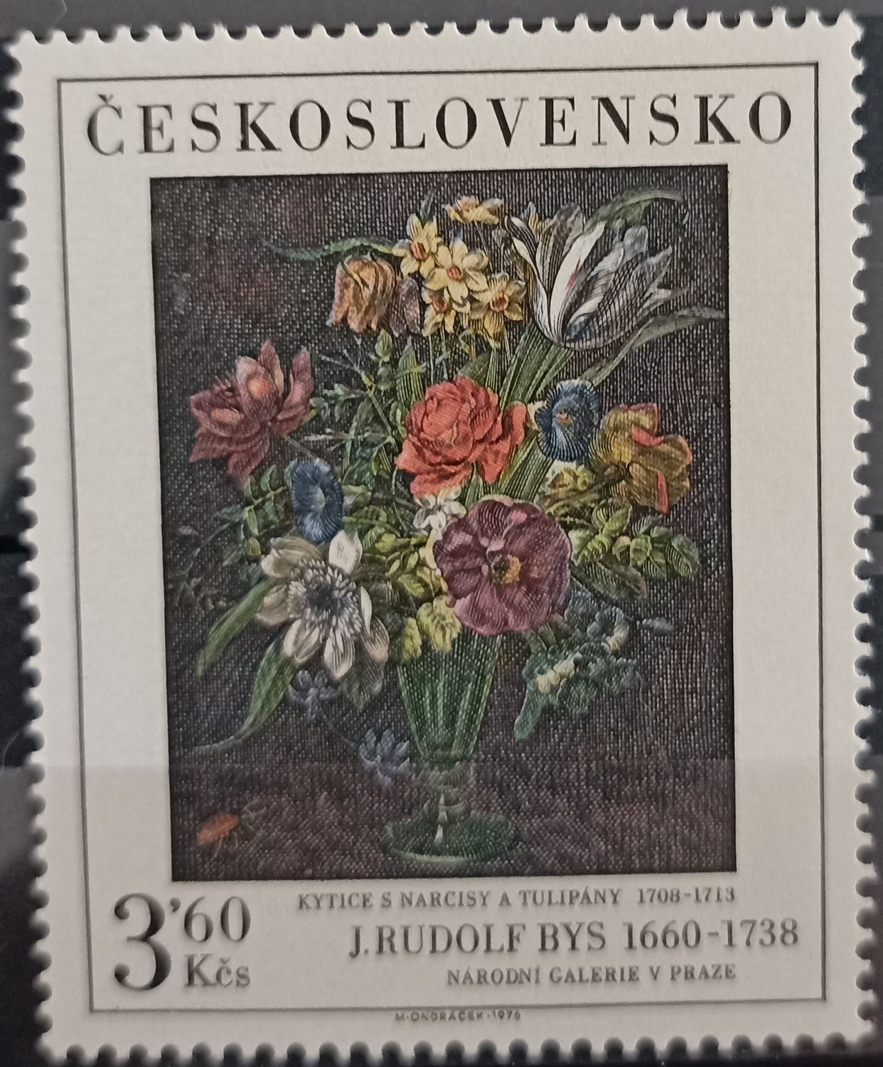 CHECOSLOVAQUIA 1976, Kytice con narcisos y tulipanes – J. Rudolf Bys