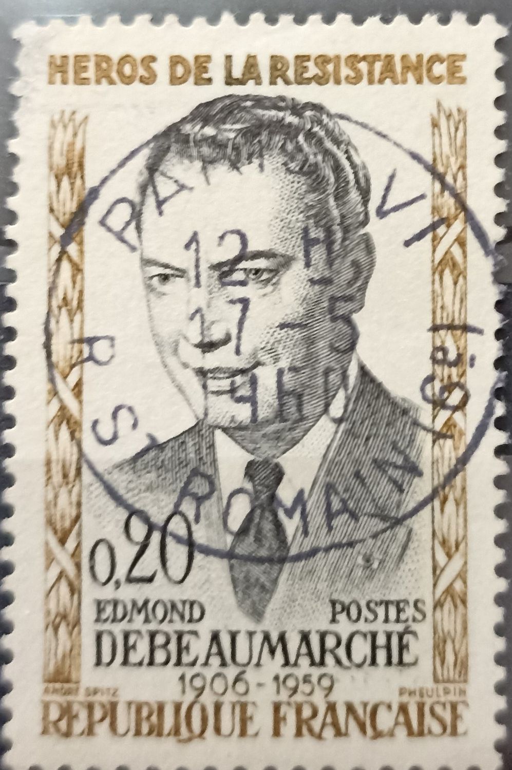 Francia ~1961 Héroes de la Resistencia Edmond Debeaumarché
