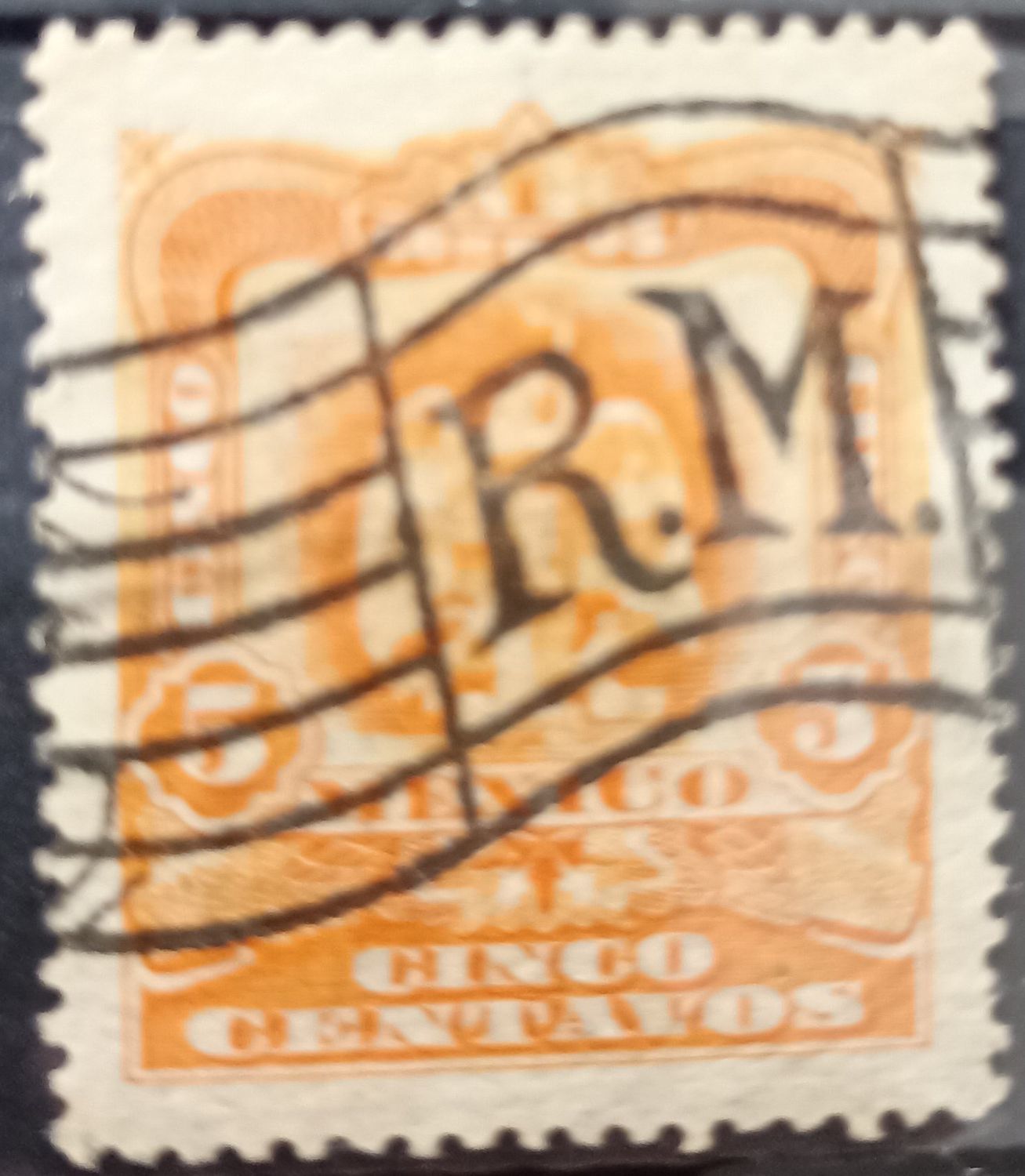 México ~1879-1882 Correos 5 centavos matasellos R.M.