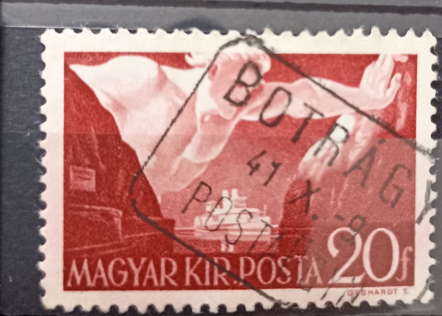 Hungría 1941 Magyar Kir. Posta figura alada aviación 20 fillér