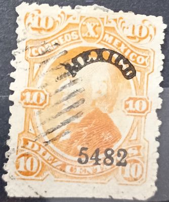México ~1874-1882 Hidalgo 10 centavos matasellos 5482