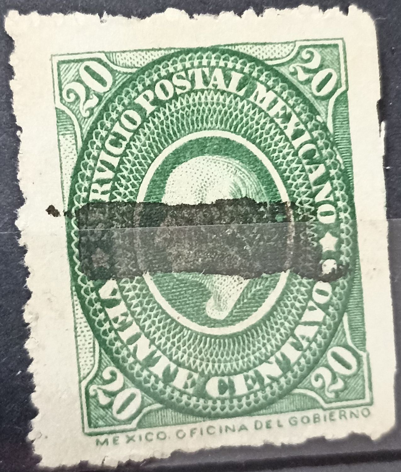 México ~1874-1876 Servicio Postal Mexicano medallón 20 centavos