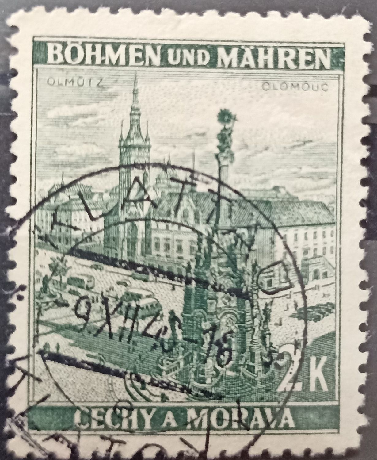 Bohemia y Moravia ~1939-1944 Paisajes Olomouc verde 2K