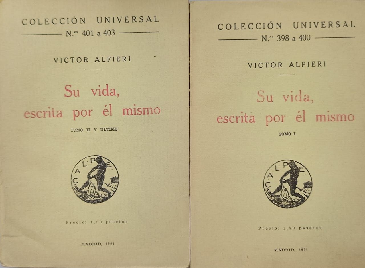 Su vida, escrita por él mismo (2 tomos) – Víctor Alfieri