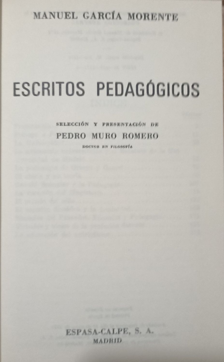 Escritos pedagógicos – Manuel García Morente