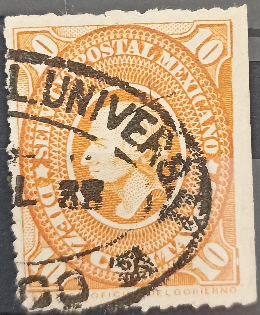 MÉXICO 1879, Miguel Hidalgo y Costilla 10c naranja