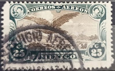 MÉXICO 1929, Águila en vuelo sobre Popocatépetl e Iztaccíhuatl 25c