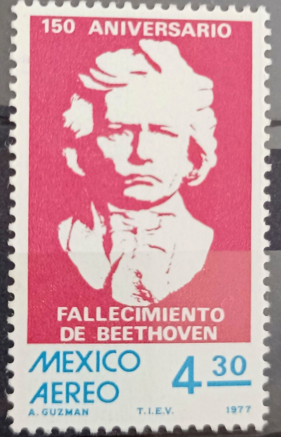 MÉXICO 1977, Beethoven – silueta en rojo