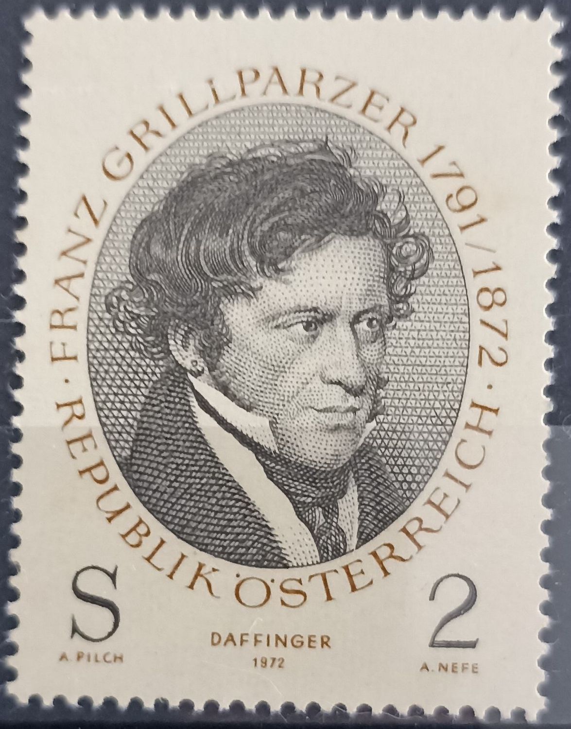 Austria 1972, Franz Grillparzer (1791-1872), poeta y dramaturgo