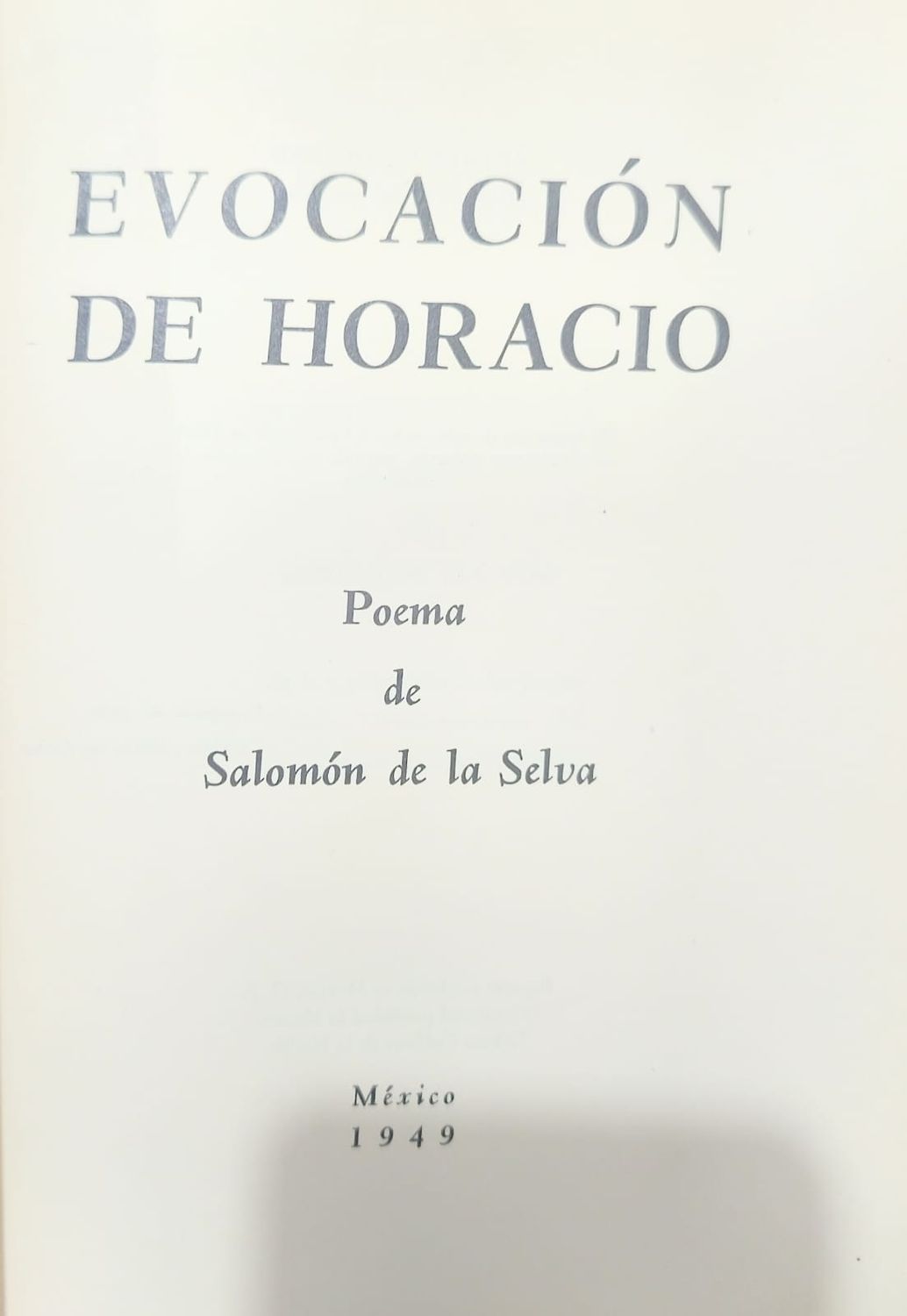Salomón de la Selva, Evocación de Horacio