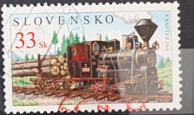 Eslovaquia 2005, Locomotora de vapor forestal Vychylovka con vagón de troncos