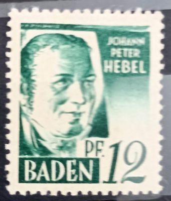 Alemania - Zona Francesa Baden 1947, Johann Peter Hebel (1760-1826), poeta