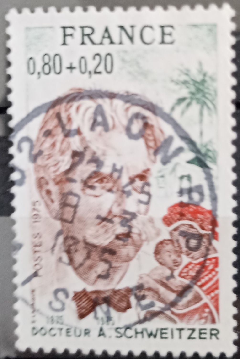 Francia 1975, Docteur Schweitzer 0,80+0,20
