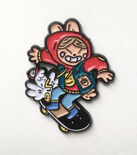 Clover the Skateboarding Bunny - Pin by Michael Sweater