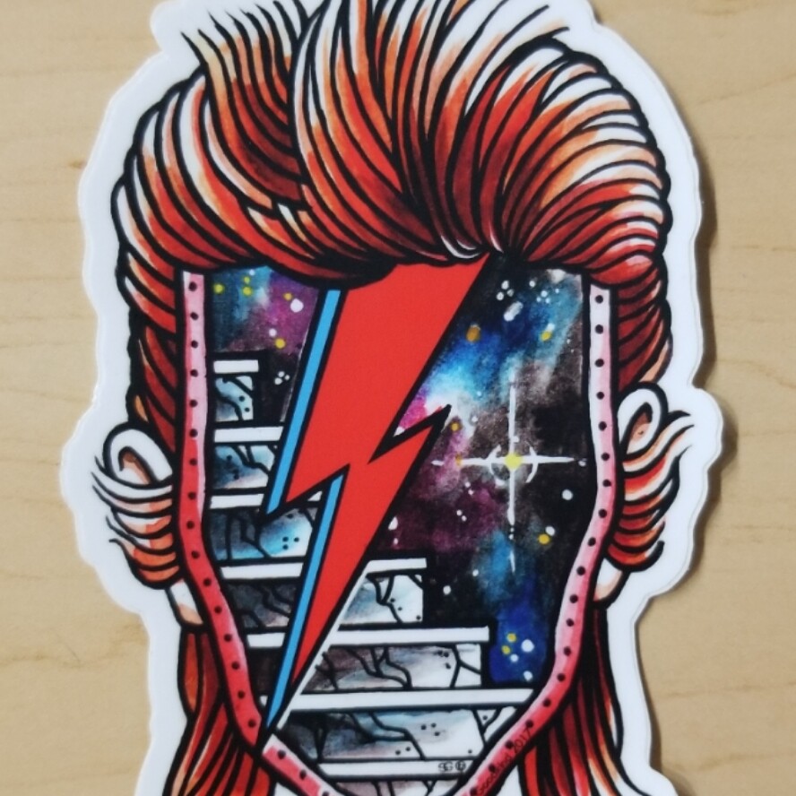 Cosmic Bowie - Sticker by Seth Goodkind