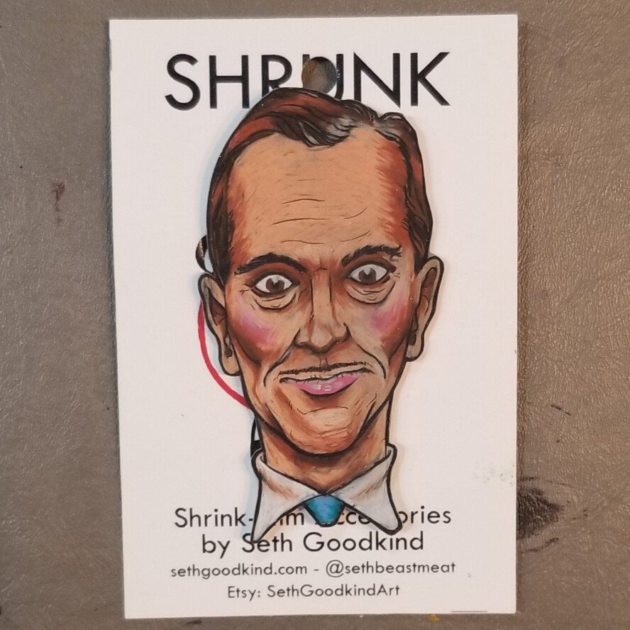 John Waters Shrinky Dink - Brooch by Seth Goodkind