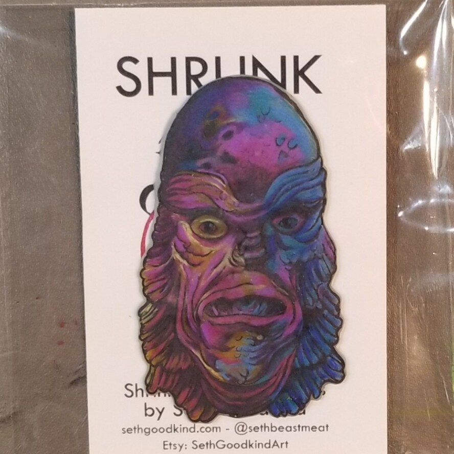 Creature Noir - Shrinky Dink Brooch by Seth Goodkind