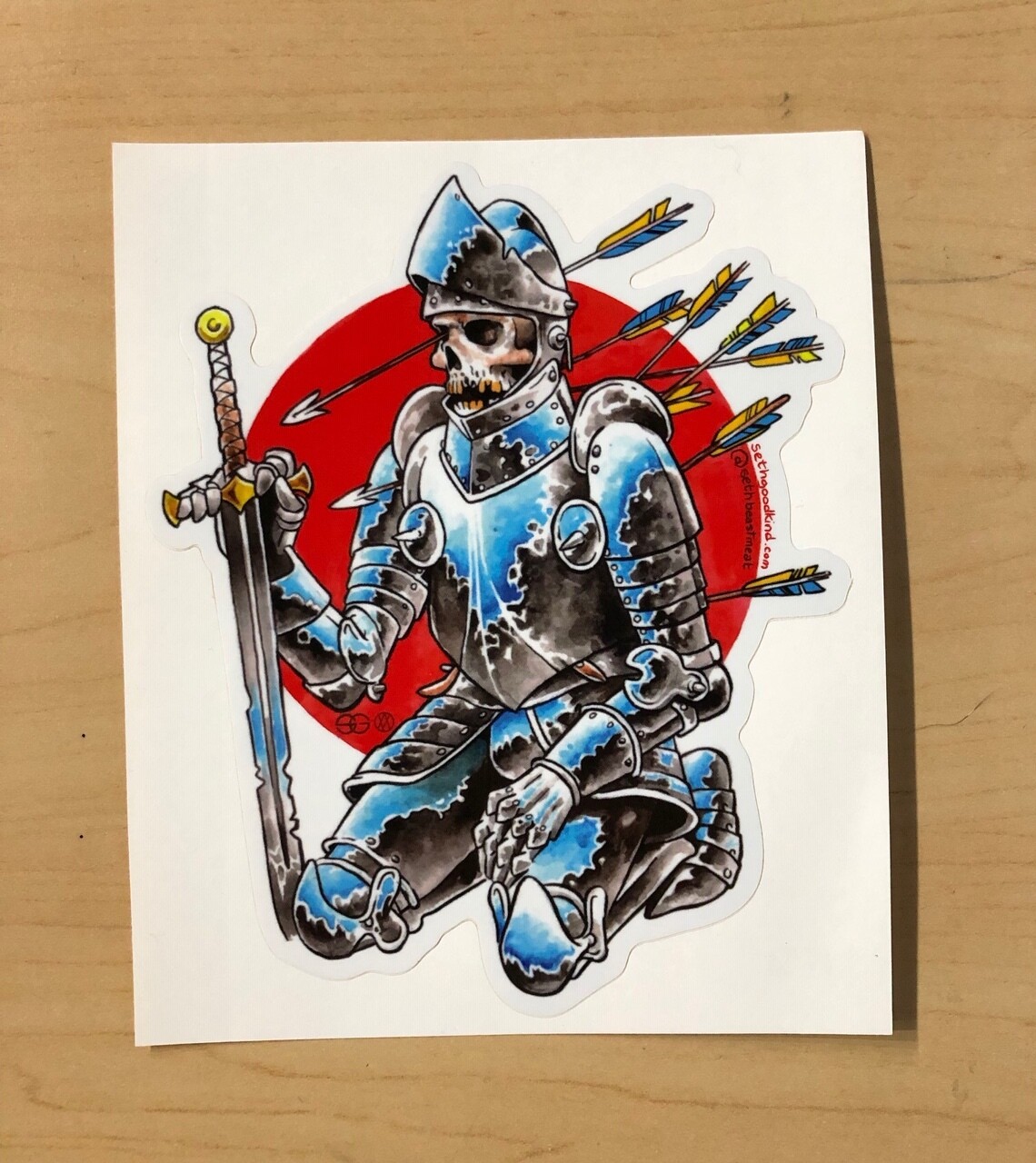 Knight with Arrows - Sticker by Seth Goodkind