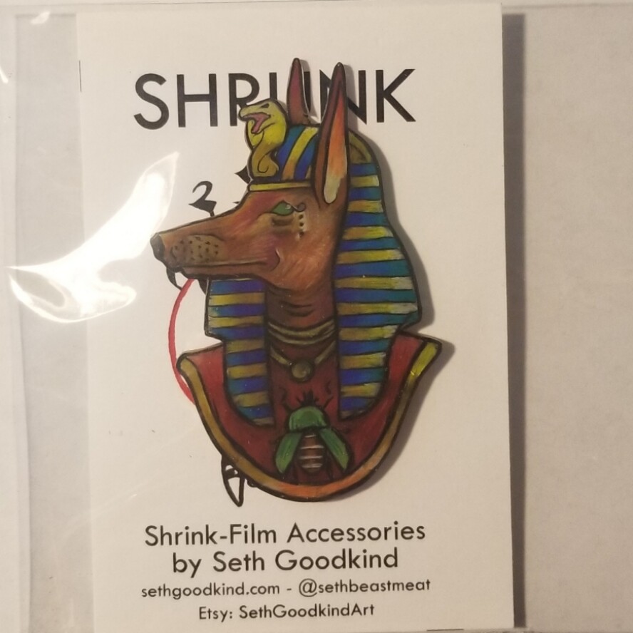 Anubis Bust Shrinky Dink - Brooch by Seth Goodkind