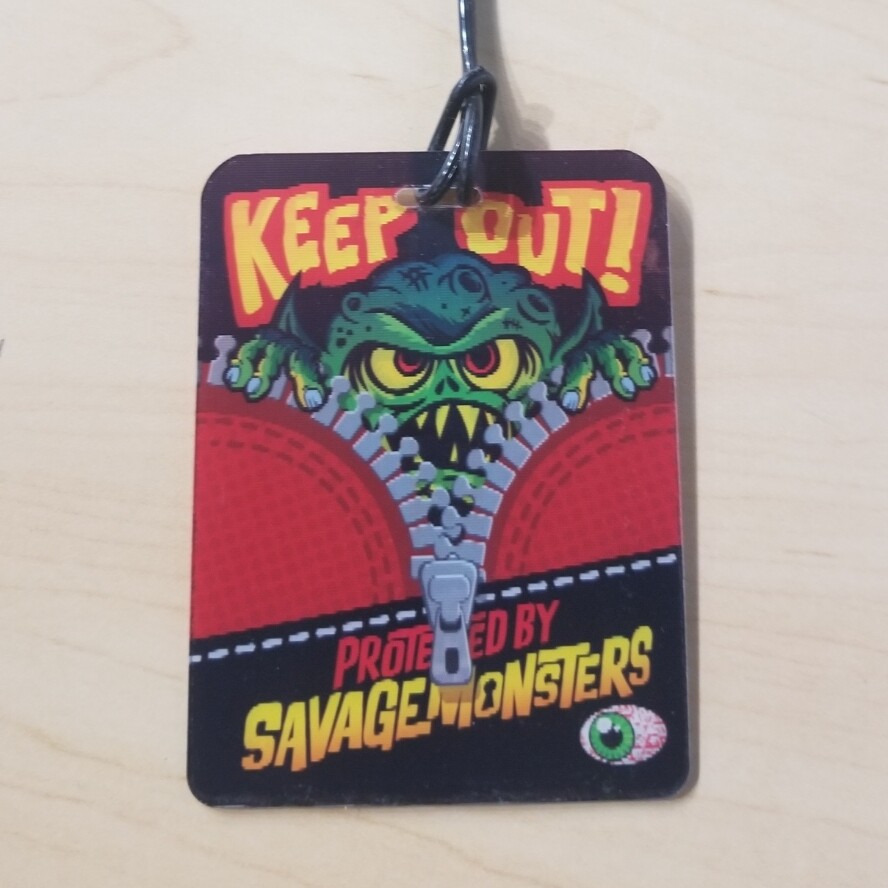 Keep Out Savage Monsters (Red) - Luggage Tag by Dave Savage