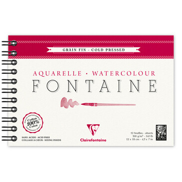 Clairefontaine Fontaine Watercolor Pad (4.7” x 7”, 140lb, 12pc)