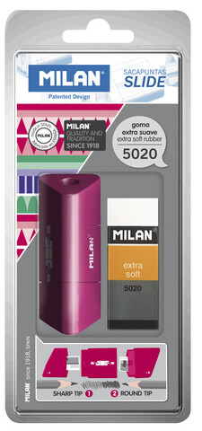 Milan Slide Pencil Sharpener and Eraser