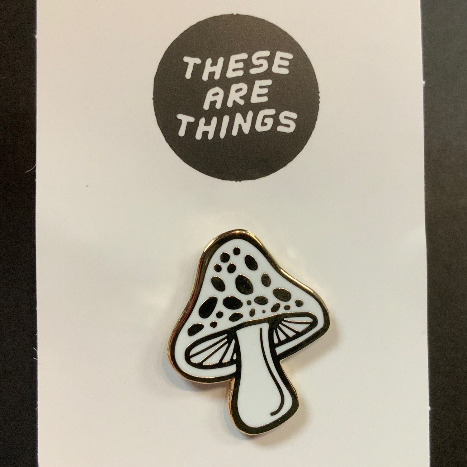 White and Gold Mushroom - Enamel Pin from These Are Things