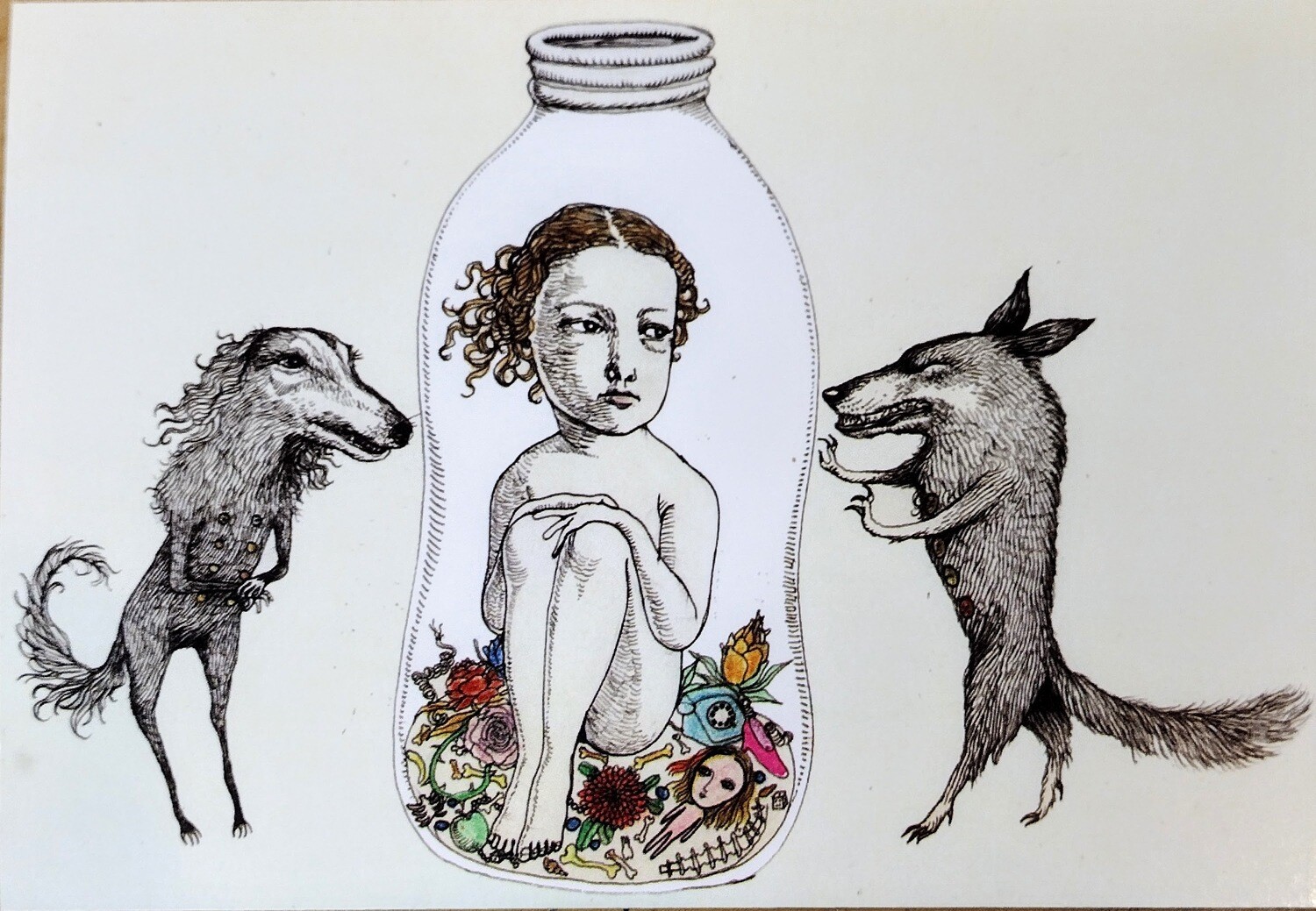 Child In Bottle - Postcard by Magda Boreysza