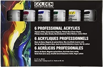 6 Professional Acrylics Heavy Body (3/4oz Tubes)