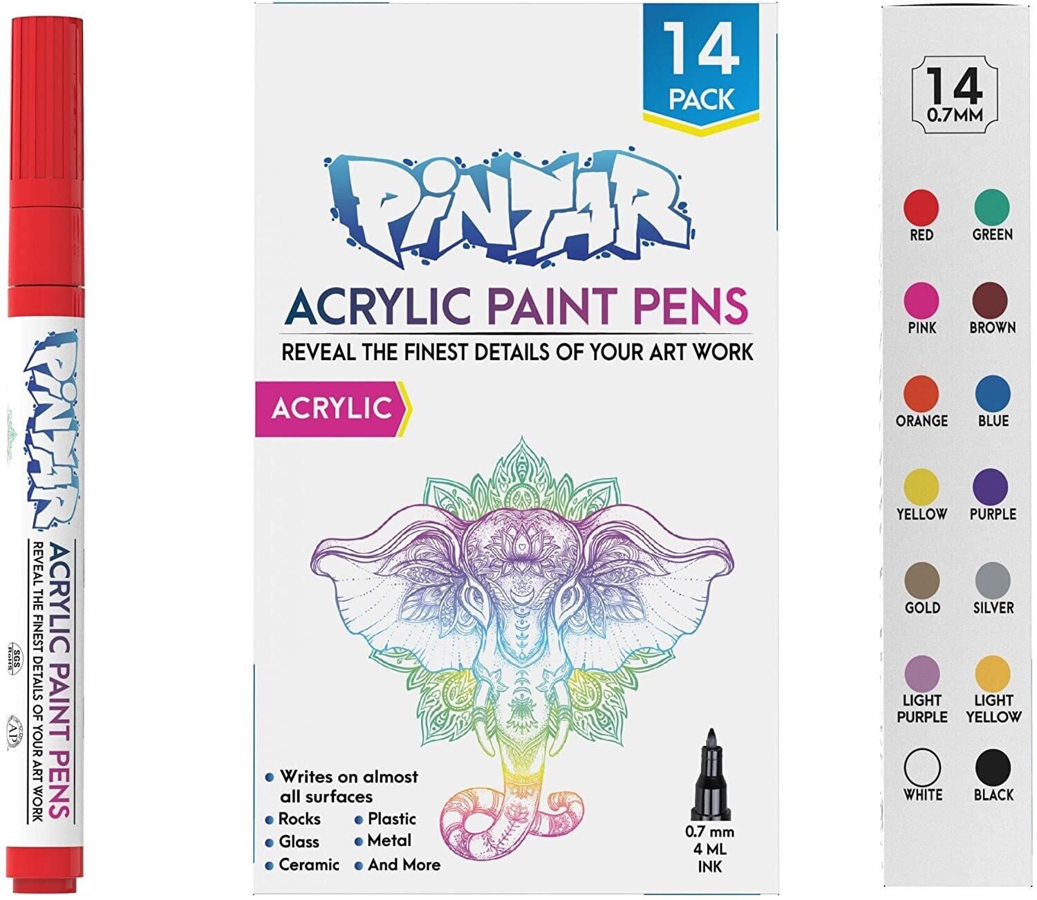 Pintar Acrylic Paint Pens (14 Pack, 0.7mm)
