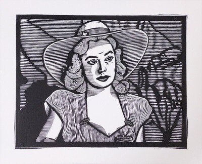 Jane Greer “Out of the Past” - Lino Print by PConcave