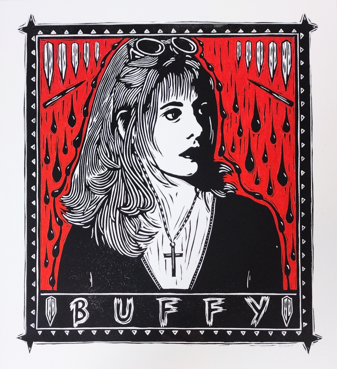 Buffy - Lino Print by PConcave