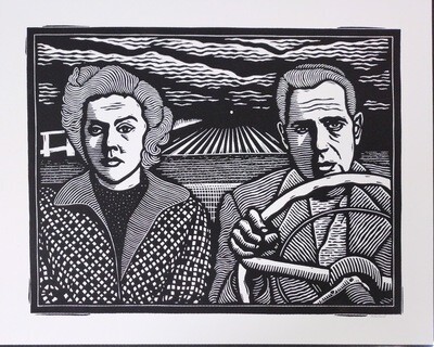 In a Lonely Place - Lino Print by PConcave