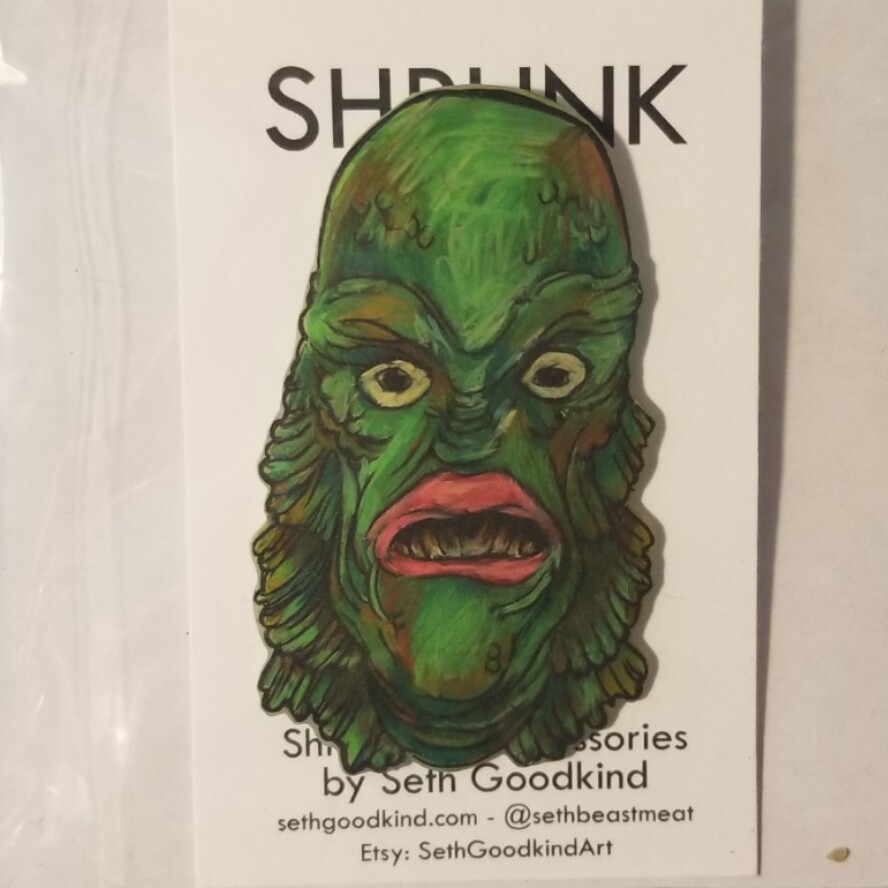 Creature From the Black Lagoon shrinky dink brooch