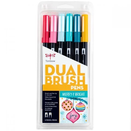 Tombow Merry and Bright Dual Brush Marker Set (6pc)