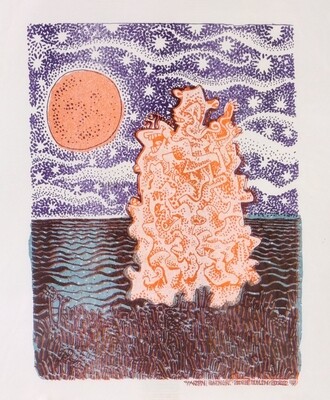 Moon Bather - Riso Print by Stieg Retlin