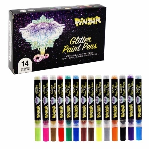 Pintar Glitter Paint Pens (14 Pack, 0.7mm Tip)