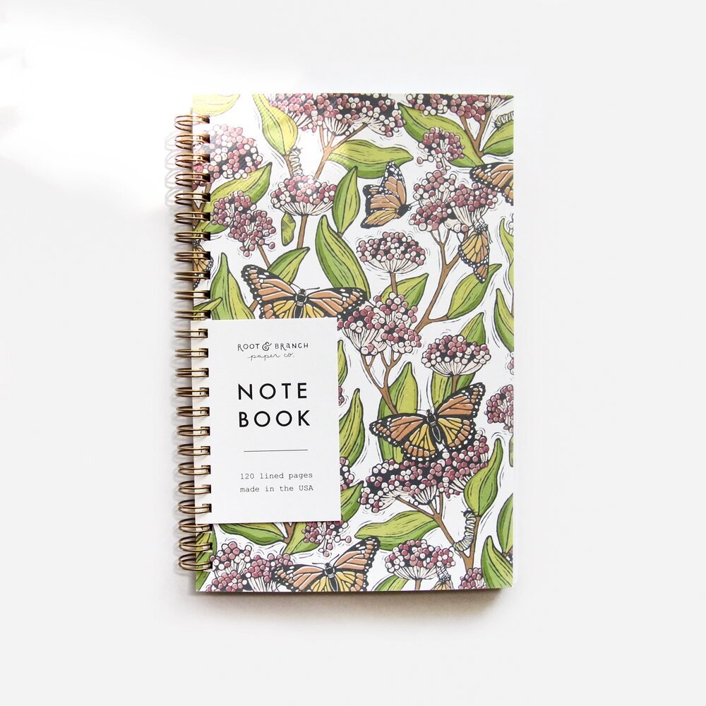 Root & Branch Monarch & Milkweed Spiral Bound Notebook