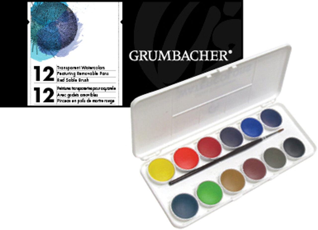 Grumbacher Transparent Watercolor 12-Pan Set