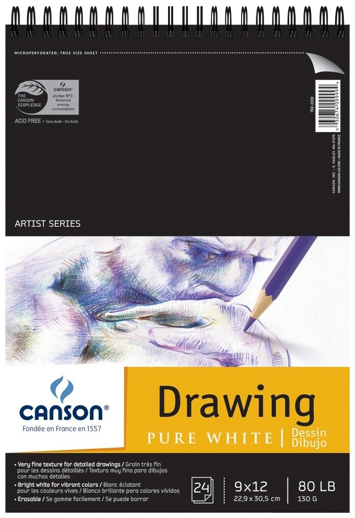 Canson 1557® Pure White Drawing Pad - 9 x 12