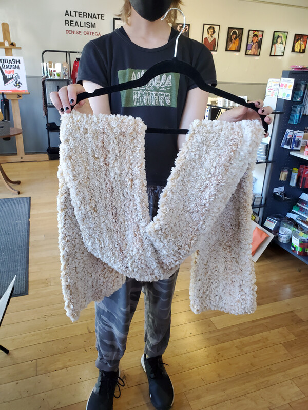 Large Fuzzy Cream Scarf - by Danielle Mapes