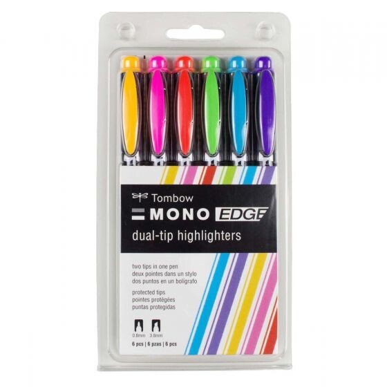 Tombow MONO Edge Dual-Tip Highlighters 6 pack